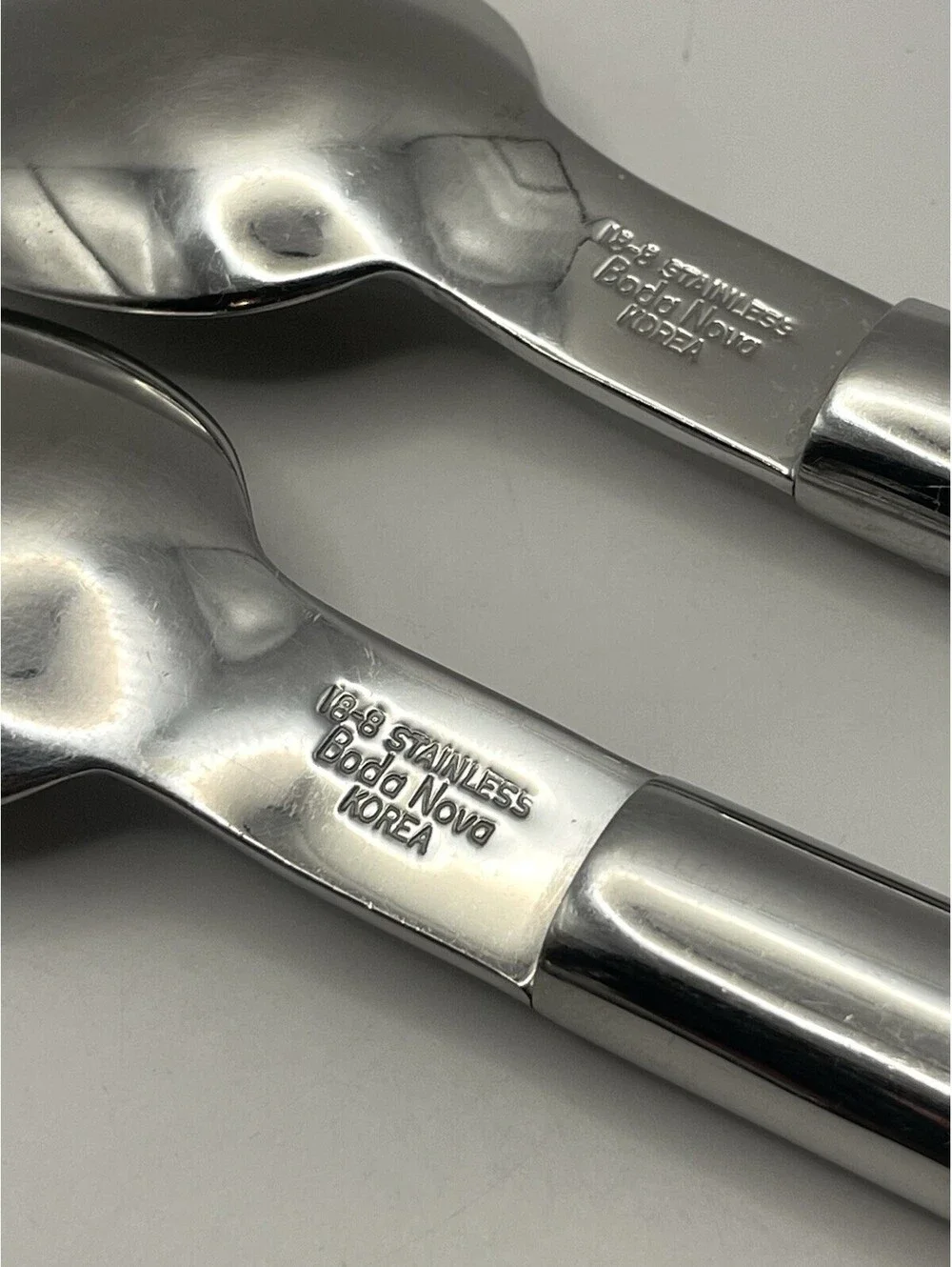 (2) Boda Nova OVAL STEEL 18-8 Stainless Korea Teaspoon Lot ~ 6.25”
